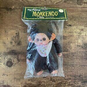 Vintage My Friend Monkenoo Monkey Baby Doll Thumb Sucker w/ Bib Totsy Deadstock